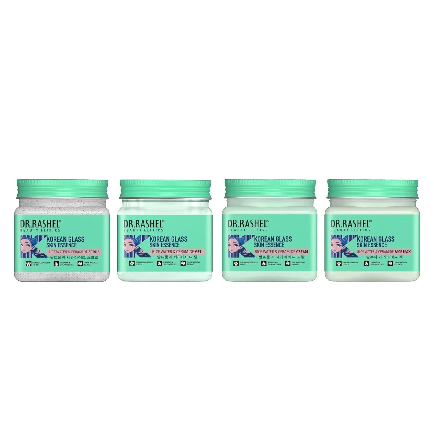DR.RASHEL Korean Glass Skin Essence Set 4-Step Skincare Routine with Ceramide