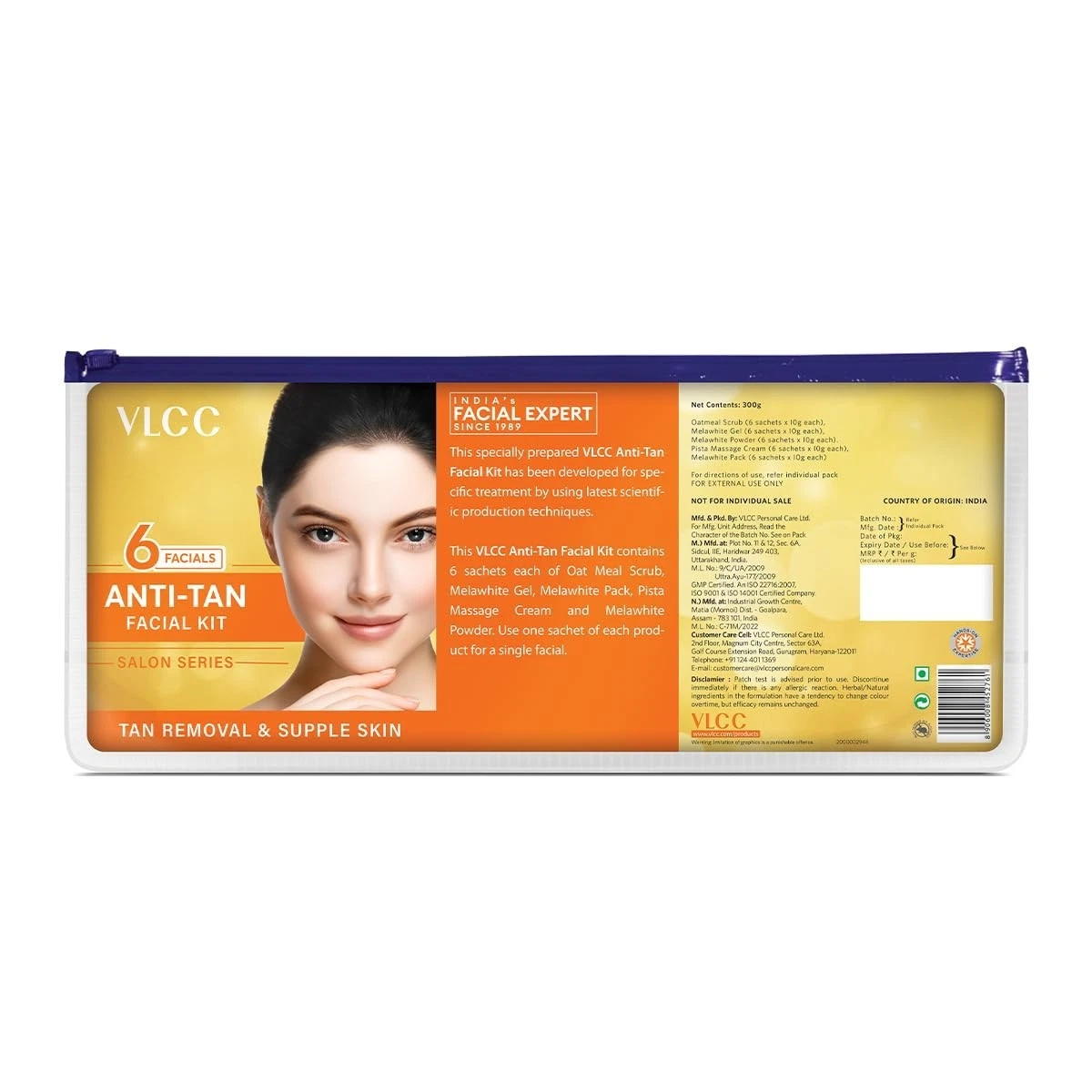 VLCC Salon Series Anti Tan Facial Kit 6 Uses For Refines and Bright Skin 300g