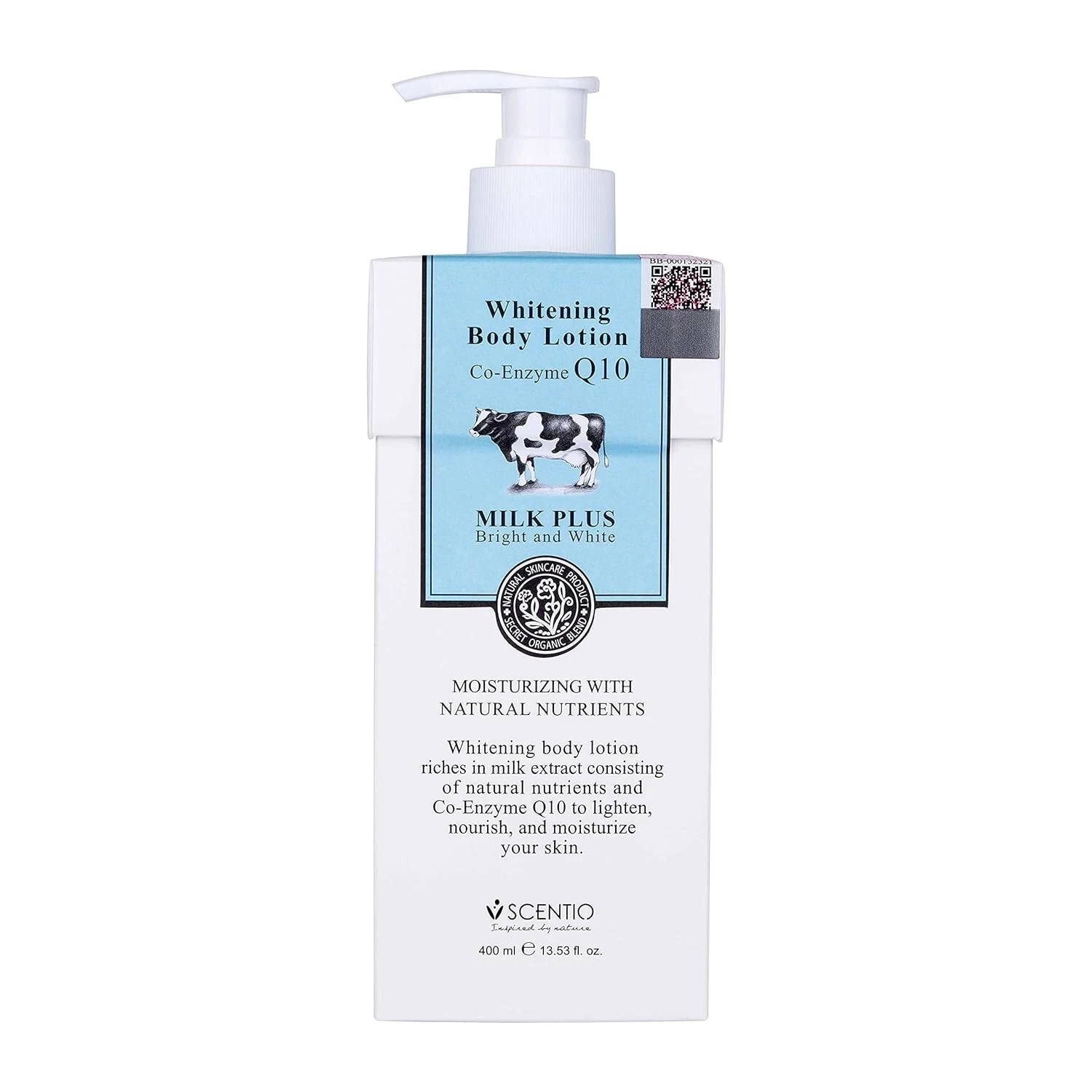 Scentio Milk Plus Organic Whitening Body Lotion With Q10 and Milk Protein 400ml