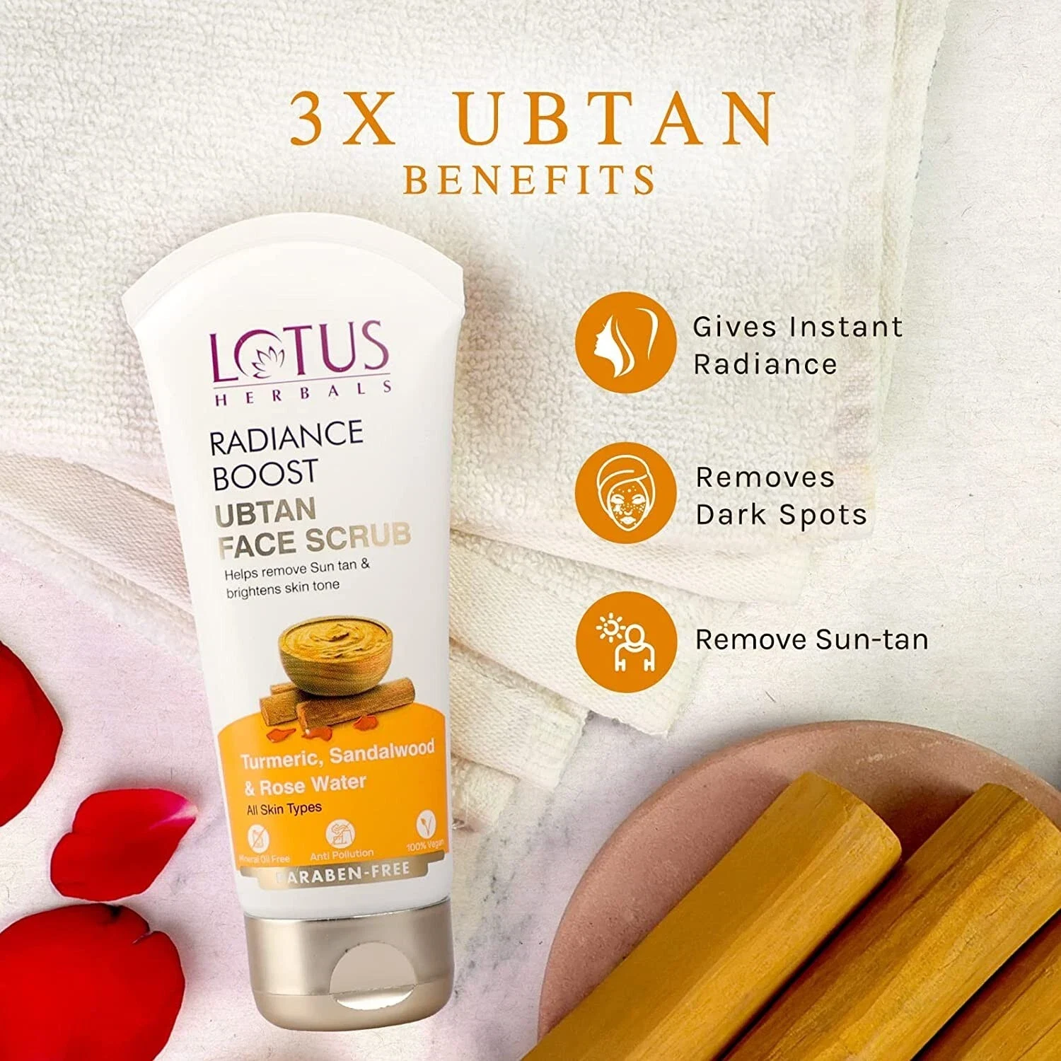 Lotus Herbals Radiance Boost Ubtan Face Cream SPF 20,Face Wash,Face Scrub 100g thumbnail