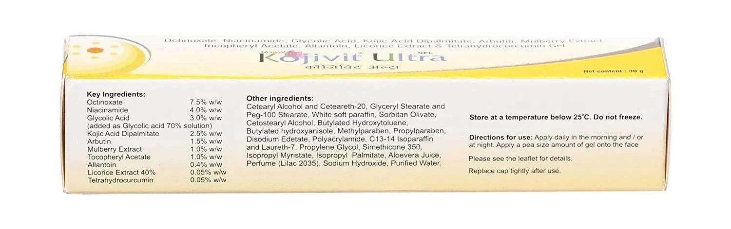 Kojivit Ultra Gel Derma Care For Dark Spots , SunBurn & Hyperpigmentation 30gm thumbnail