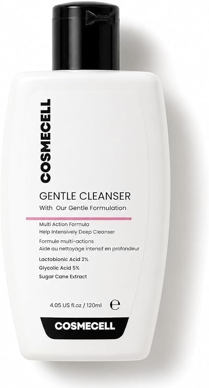 Cosmecell Gentle Cleanser with Lactobionic Acid 2%, Glycolic Acid 5% and Sugar Cane Extract, 120ml