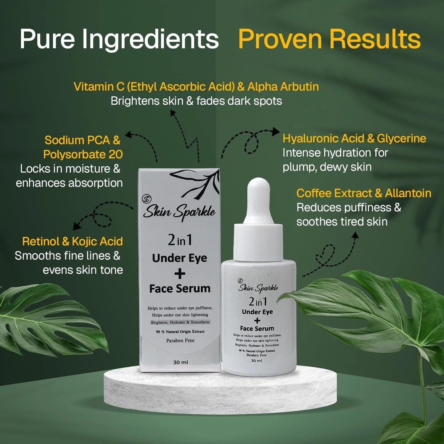Skin Sparkle 2-in-1 Under Eye + Face Serum Reduces Dark Circles, Puffiness 30ml thumbnail