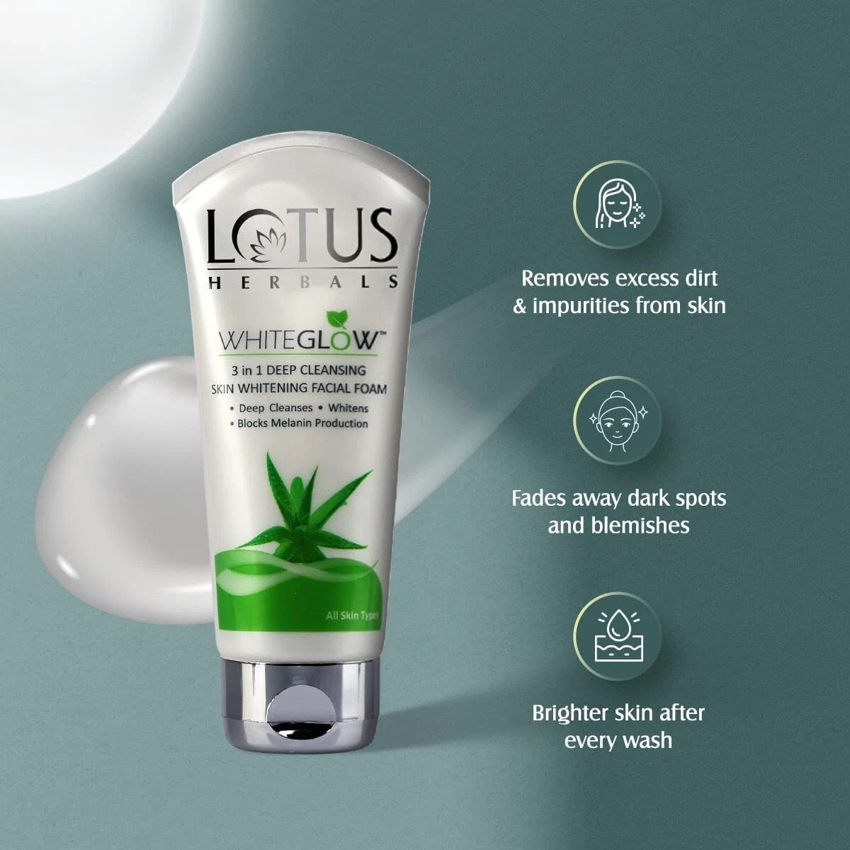 Lotus Herbals Whiteglow 3-in-1 Deep Cleansing Skin Whitening Facial Foam 100g thumbnail