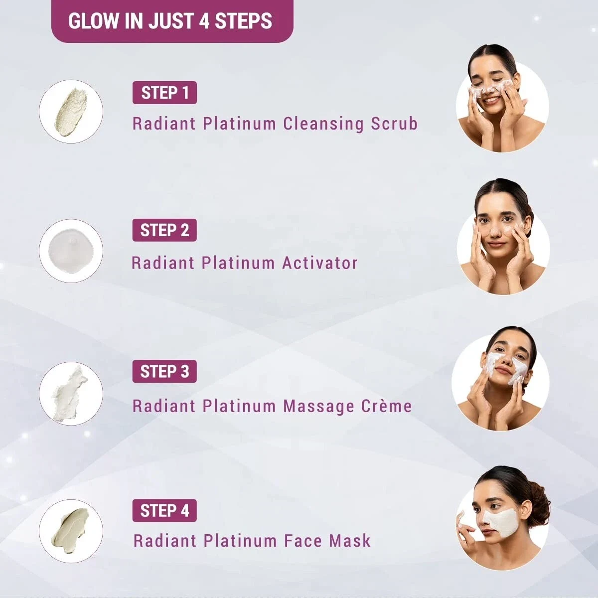 Lotus Herbals Radiant Platinum Cellular Anti-Ageing Facial Kit 4 in 1 Pack 200G thumbnail