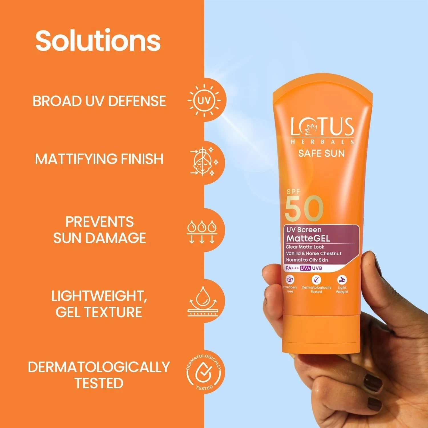 Lotus Safe Sun Invisible Matte Gel Sunscreen SPF 50 PA+++ for Men & Women - 100g thumbnail