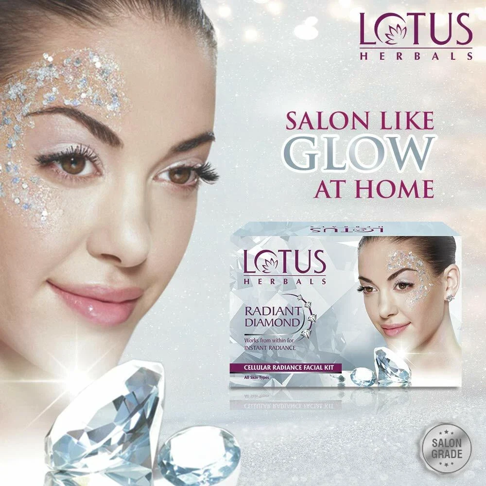 Lotus Herbals Radiant Diamond Facial Kit For Instant Radiance With Diamond Dust thumbnail