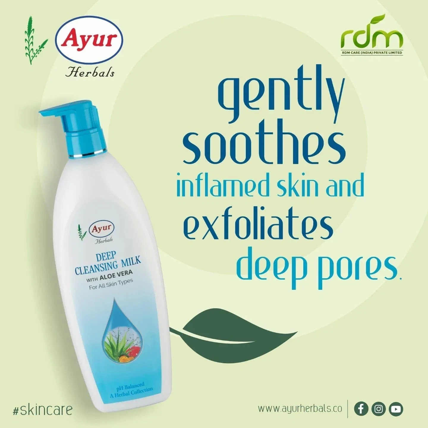 Ayur Herbals Deep Pore Cleansing Milk With Alovera Rose & Cucumber 1000 ML thumbnail