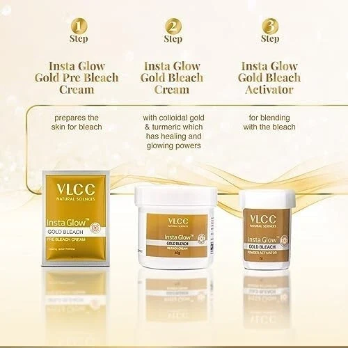 VLCC Insta Glow Gold Bleach with Colloidal Gold For Sparkling Fairness 60g thumbnail