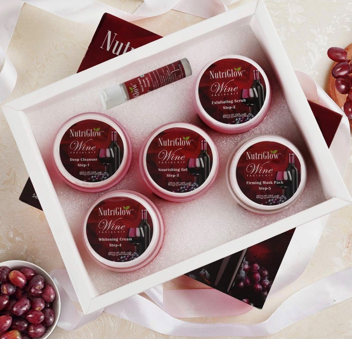 NutriGlow Wine Facial Kit For Radiant Glow, All Skin Types - 250g +10ml thumbnail
