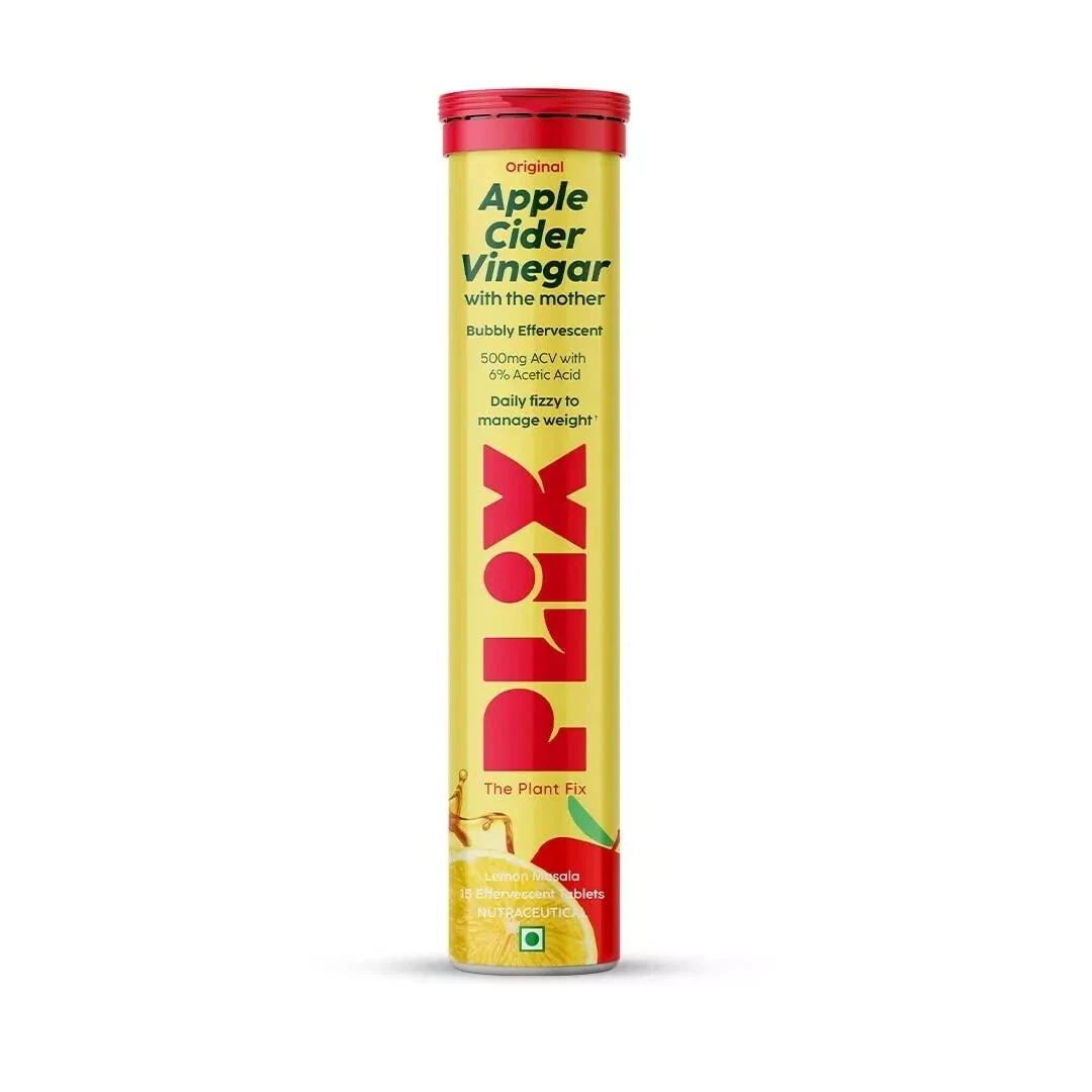 PLIX Apple Cider Vinegar Effervescent Tablet for Weight Loss Lemon Masala 15 Tab