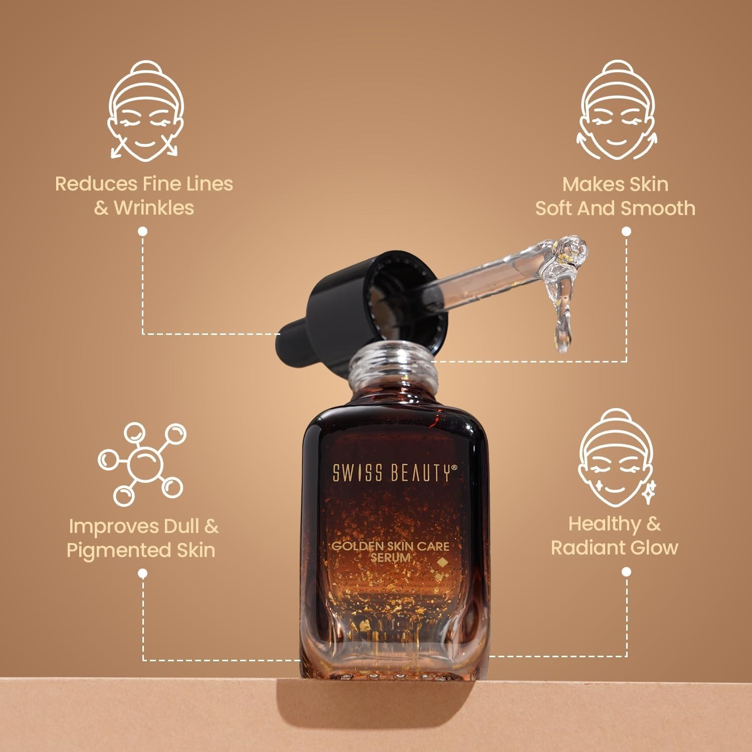 Swiss Beauty 24K Gold Face Serum For Glowing Skin | Light Weight, Non Greasy Serum With Anti Ageing Formula | 40ml thumbnail