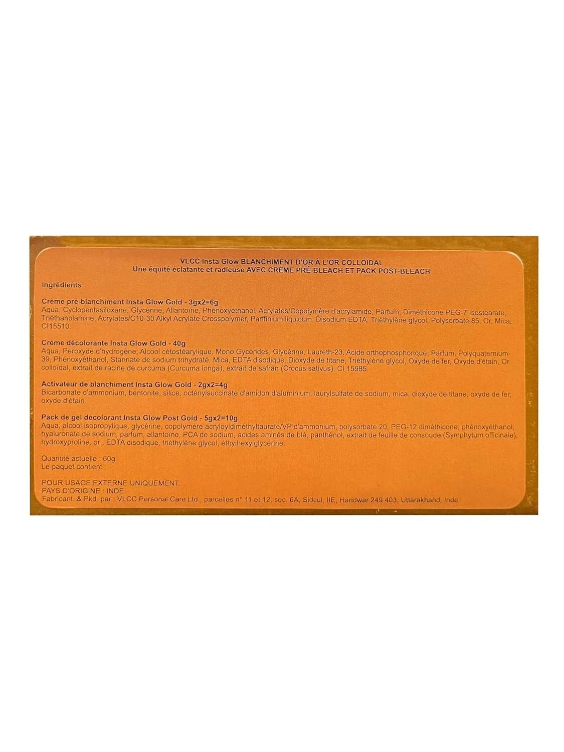 VLCC Insta Glow Gold Bleach with Colloidal Gold For Sparkling Fairness 60g thumbnail