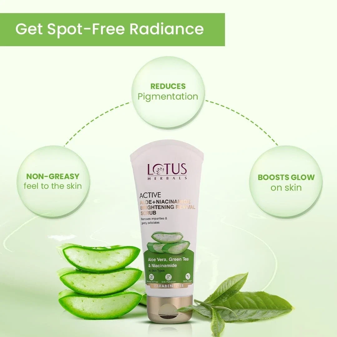 Lotus Herbals Active Aloe + Niacinamide Brightening Revival Scrub| Removes 100gm thumbnail