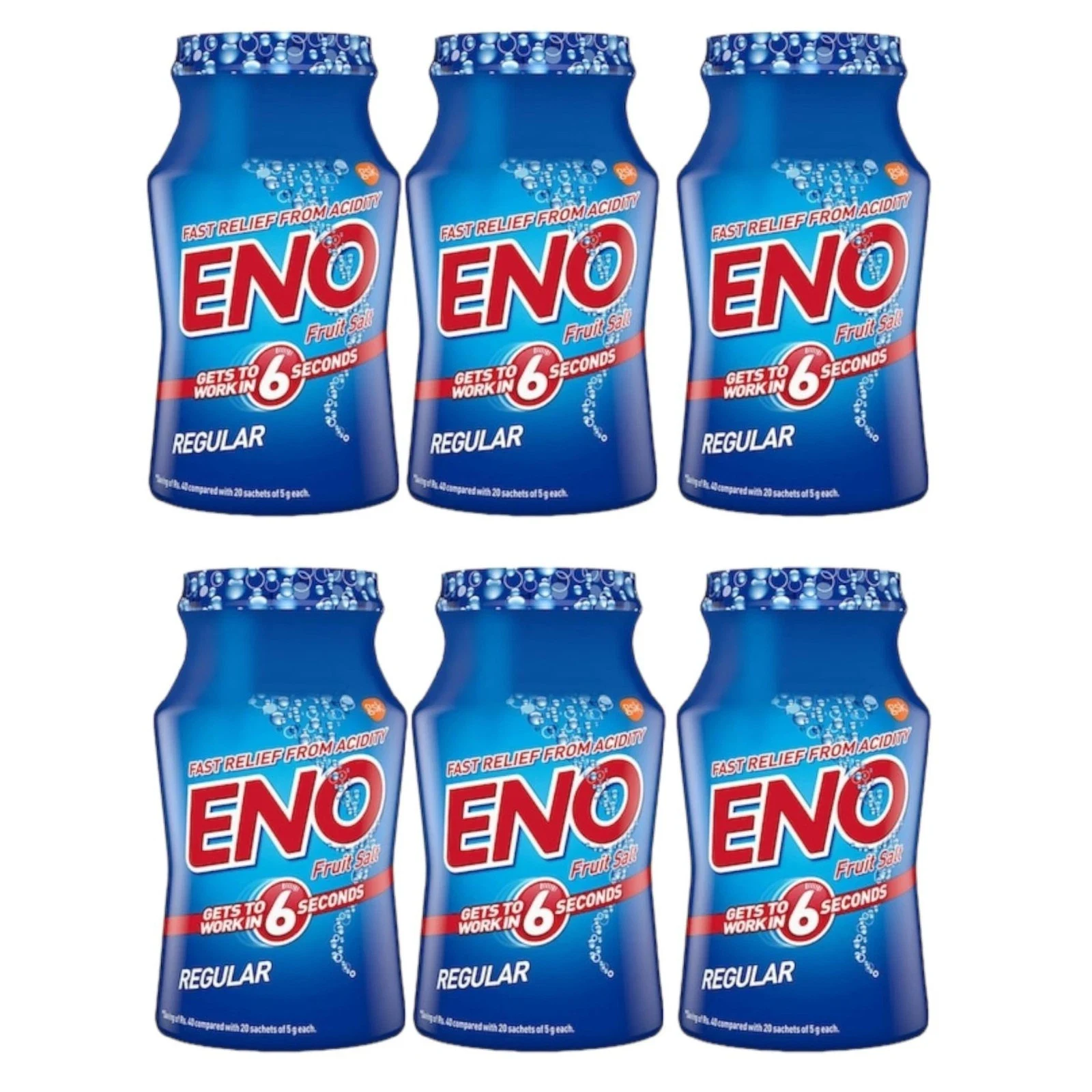 ENO Regular Digestive Fruit Salt Powder Start Works in 6 Seconds 100g X 6