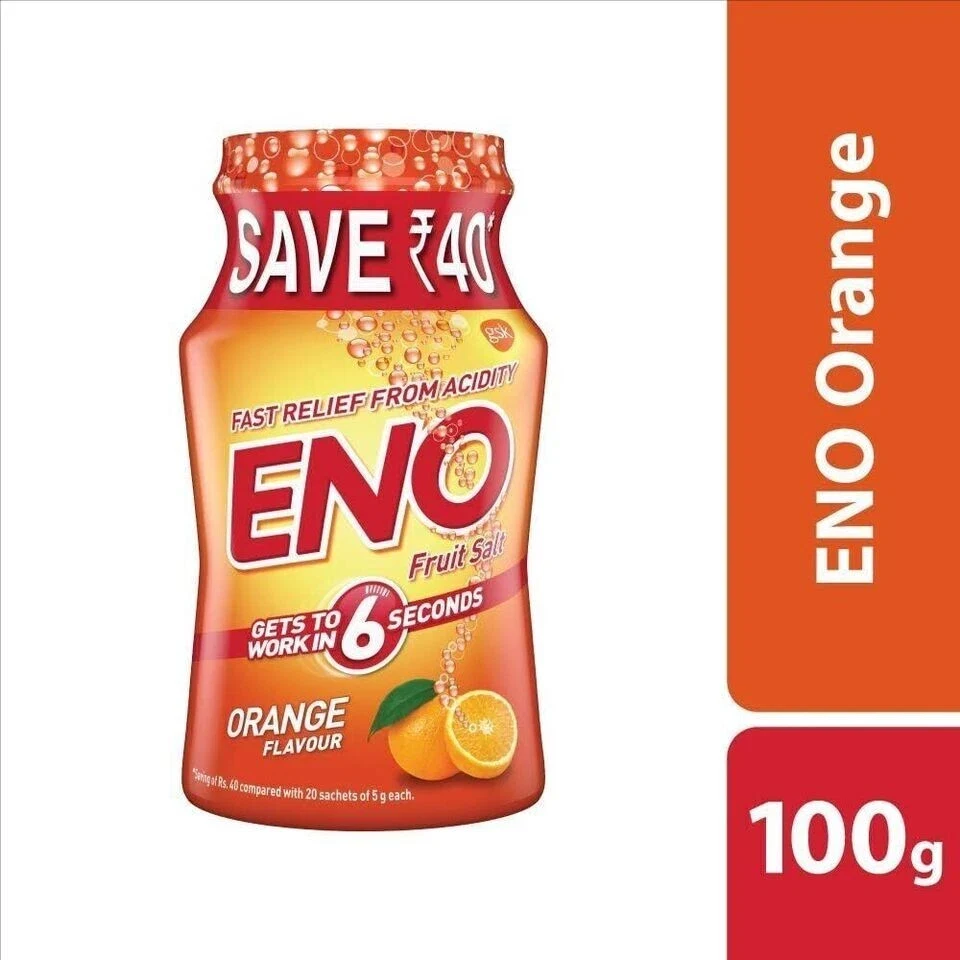 Eno Regular Digestive Antacid Fast Relief From Acidity Fruit Salt Orange - 100g