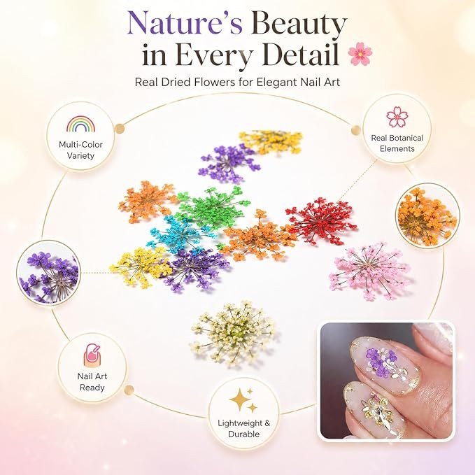 12 Colors Dried Real Flowers for Nail Art ,Resin craft & DIY design thumbnail