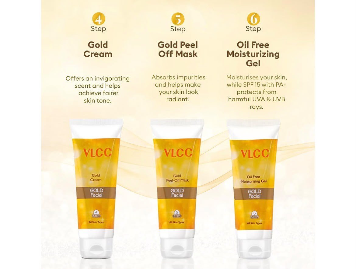 VLCC Gold Facial Kit + Free Rose Water Toner Cream 300gm ( Salon Series ) thumbnail