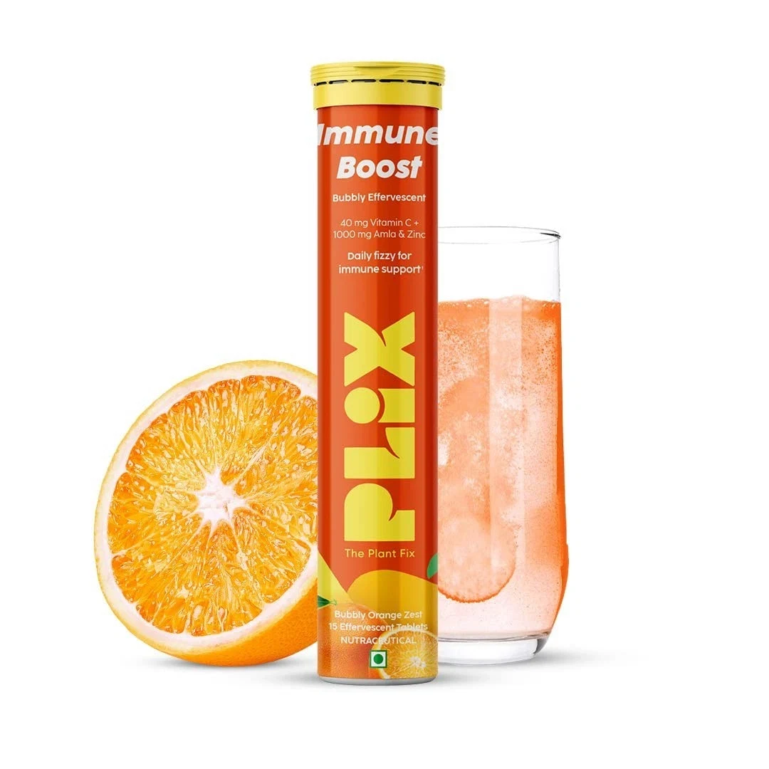 PLIX Vitamin C Immunity Booster Effervescent Tab Helps Improve Energy Mood 15Tab