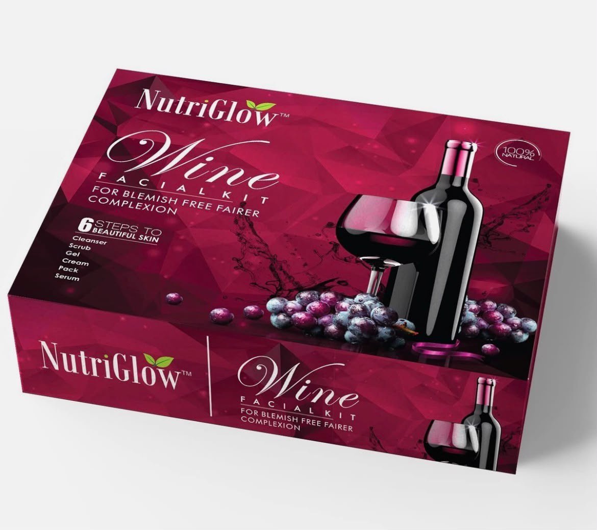 NutriGlow Wine Facial Kit For Radiant Glow, All Skin Types - 250g +10ml
