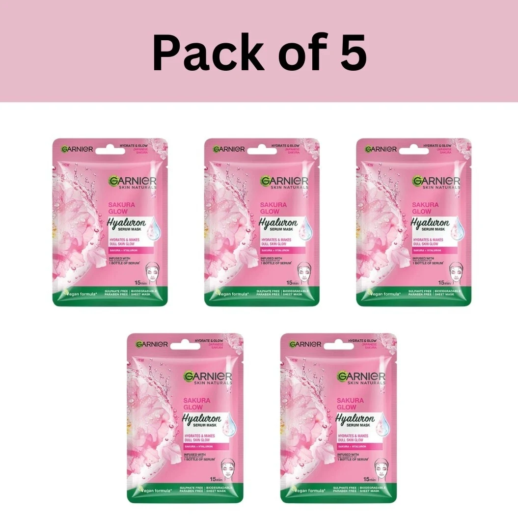 Garnier Skin Naturals Sakura White Face Serum Sheet Mask For Increases Glow 28g