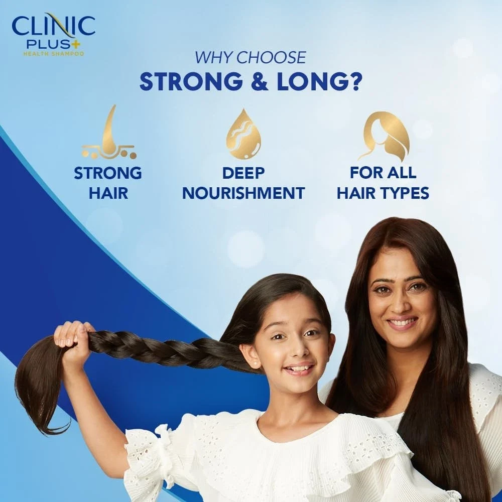 CLINIC PLUS Strong & Long Shampoo For Hair Growth and Strength Milk Protein 1L thumbnail