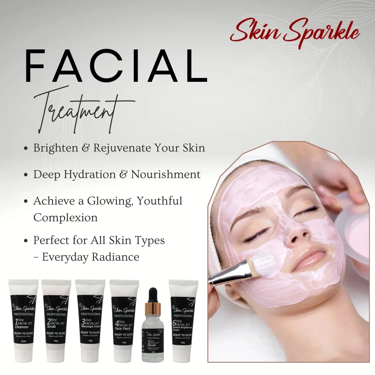 Skin Sparkle Professional 6-Step Facial Kit for Glow and Shine thumbnail