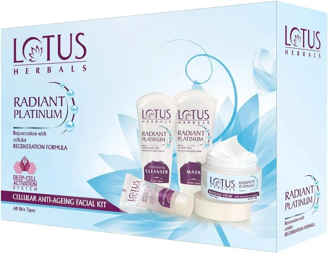 Lotus Herbals Radiant Platinum Cellular Anti-Ageing Facial Kit 170g