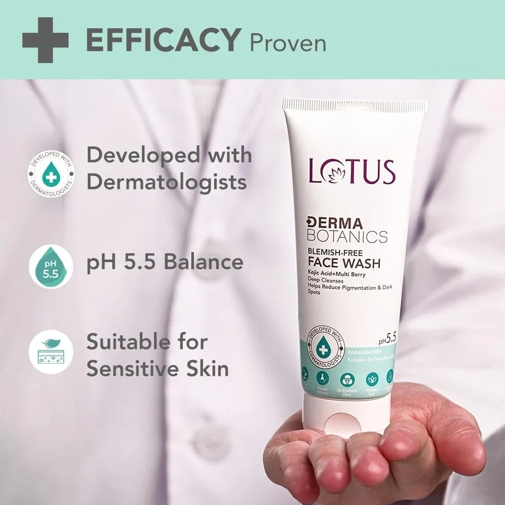 Lotus Herbals Dermabotanics Kojic Acid + Multi Berry Blemish Free Face Wash 100g thumbnail