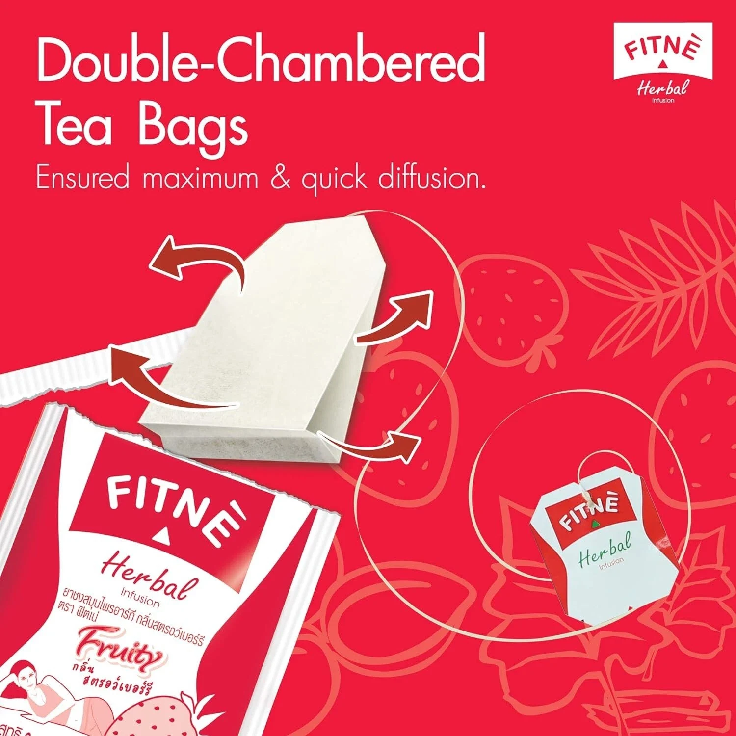FITNE Strawberry Herbal Tea Fruity 12 Tea Bags unique natural herbs thumbnail