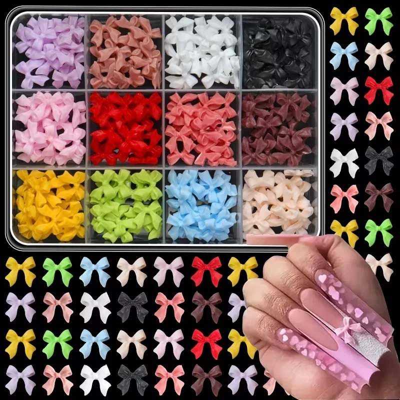 Mini Bow Nail Art Decorations Multicolor Ribbon Japanese in Style 250pcs