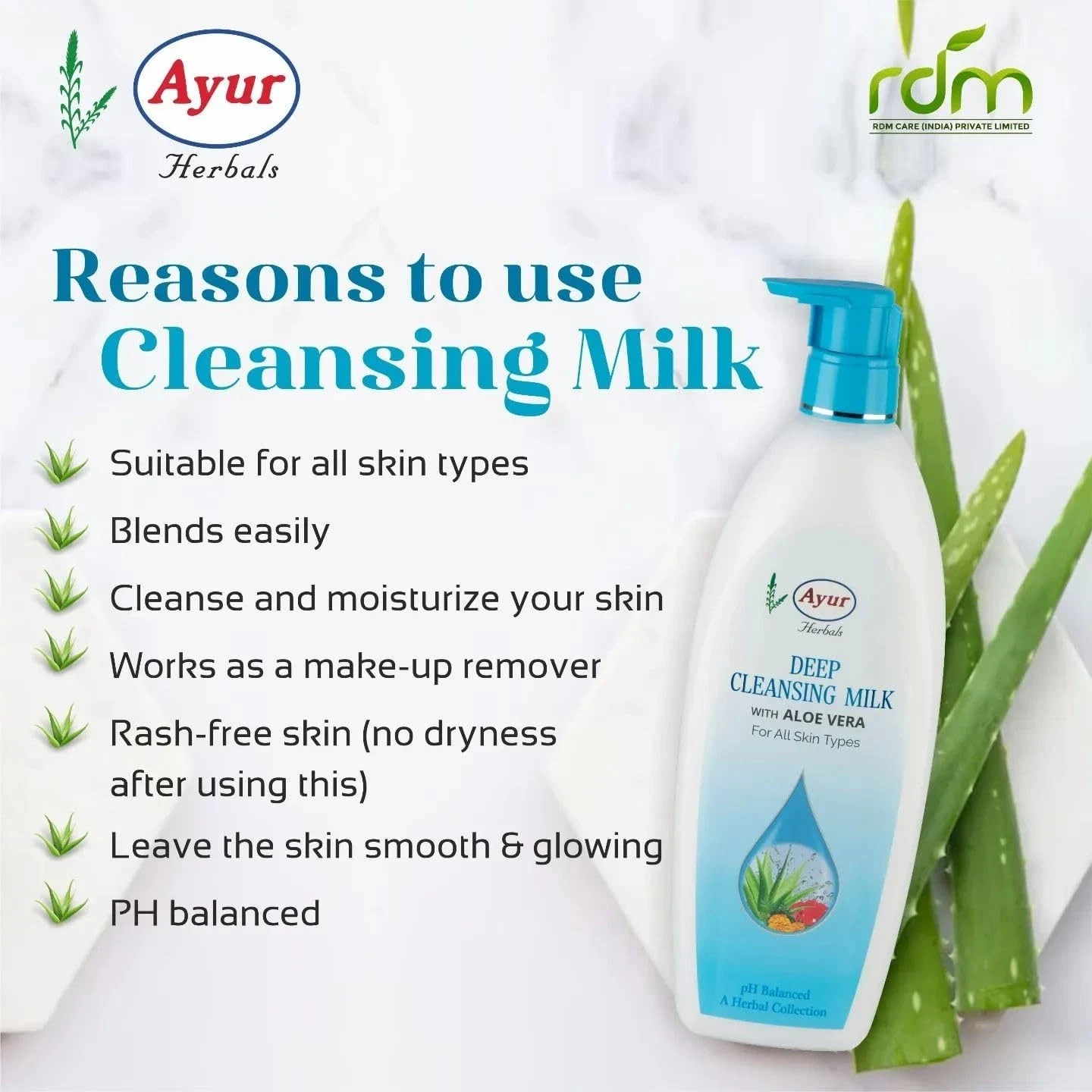 Ayur Herbals Deep Pore Cleansing Milk With Alovera Rose & Cucumber 1000 ML thumbnail