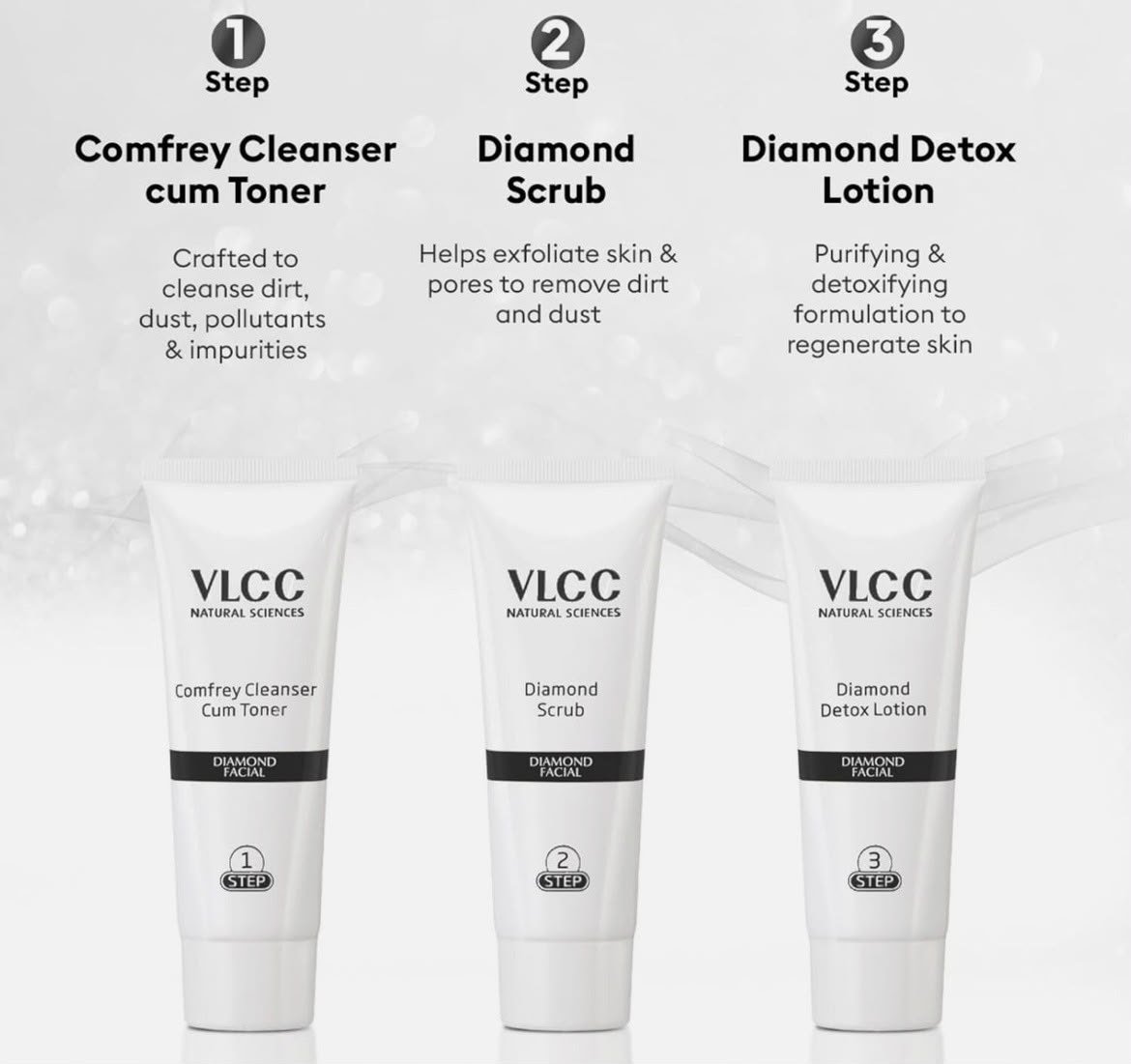 VLCC Diamond Facial Kit + Free Rose Water Toner 300gm ( Salon Series ) thumbnail