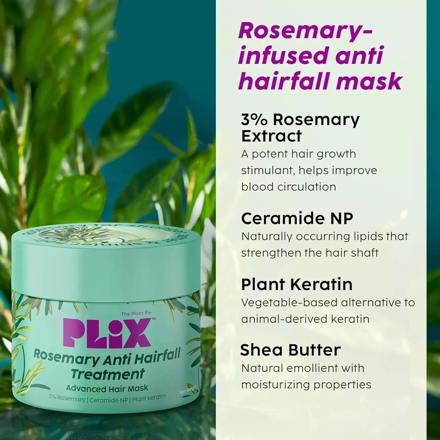 Plix Rosemary Anti-Hair Fall Treatment Advanced Hair Mask For Hairs 200ml thumbnail