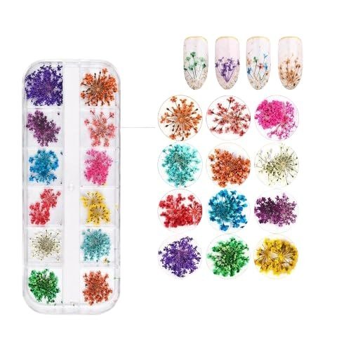 12 Colors Dried Real Flowers for Nail Art ,Resin craft & DIY design