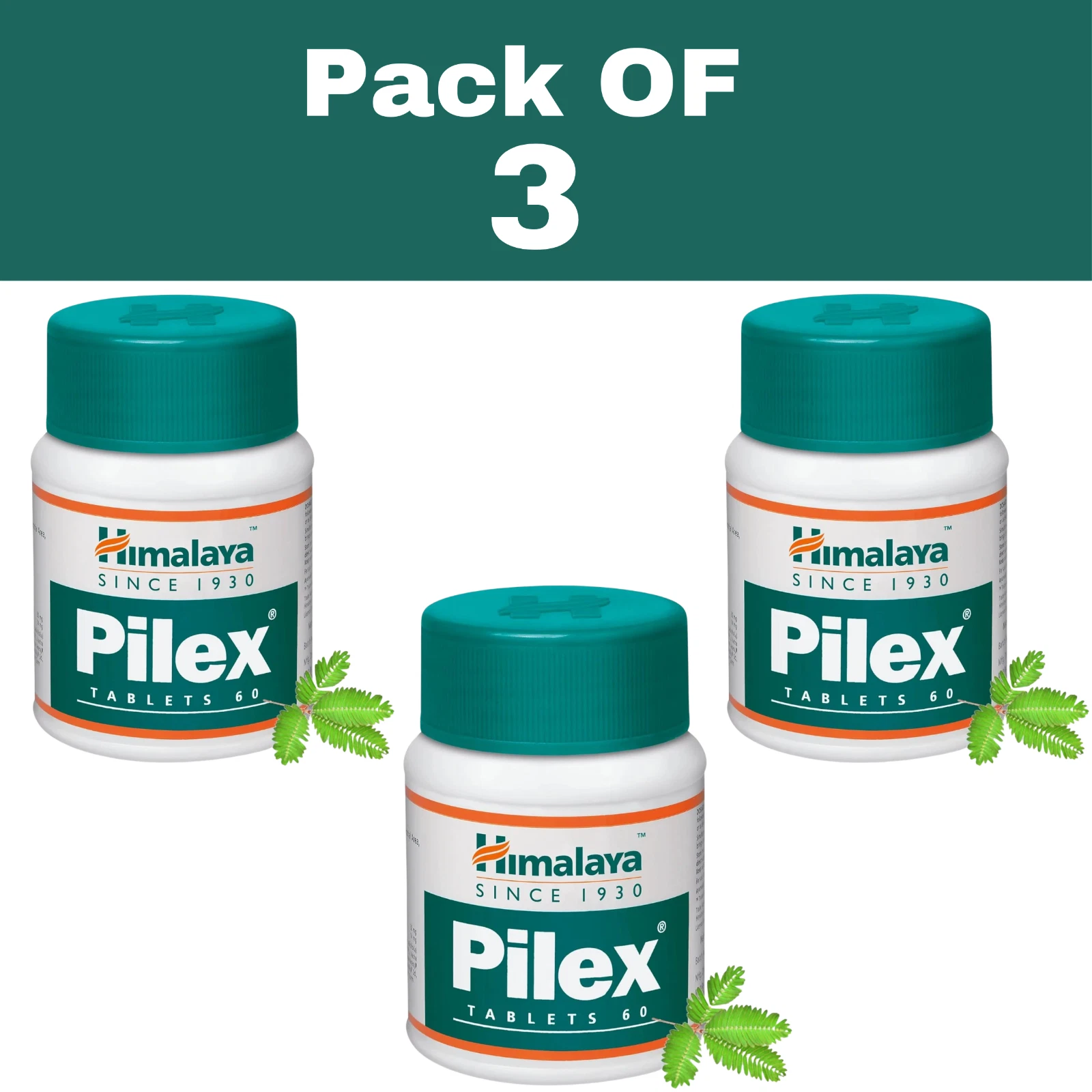 Himalaya Pilex Herbals for hemorrhoids Piles Support 60 Tablets (Pack of 3)