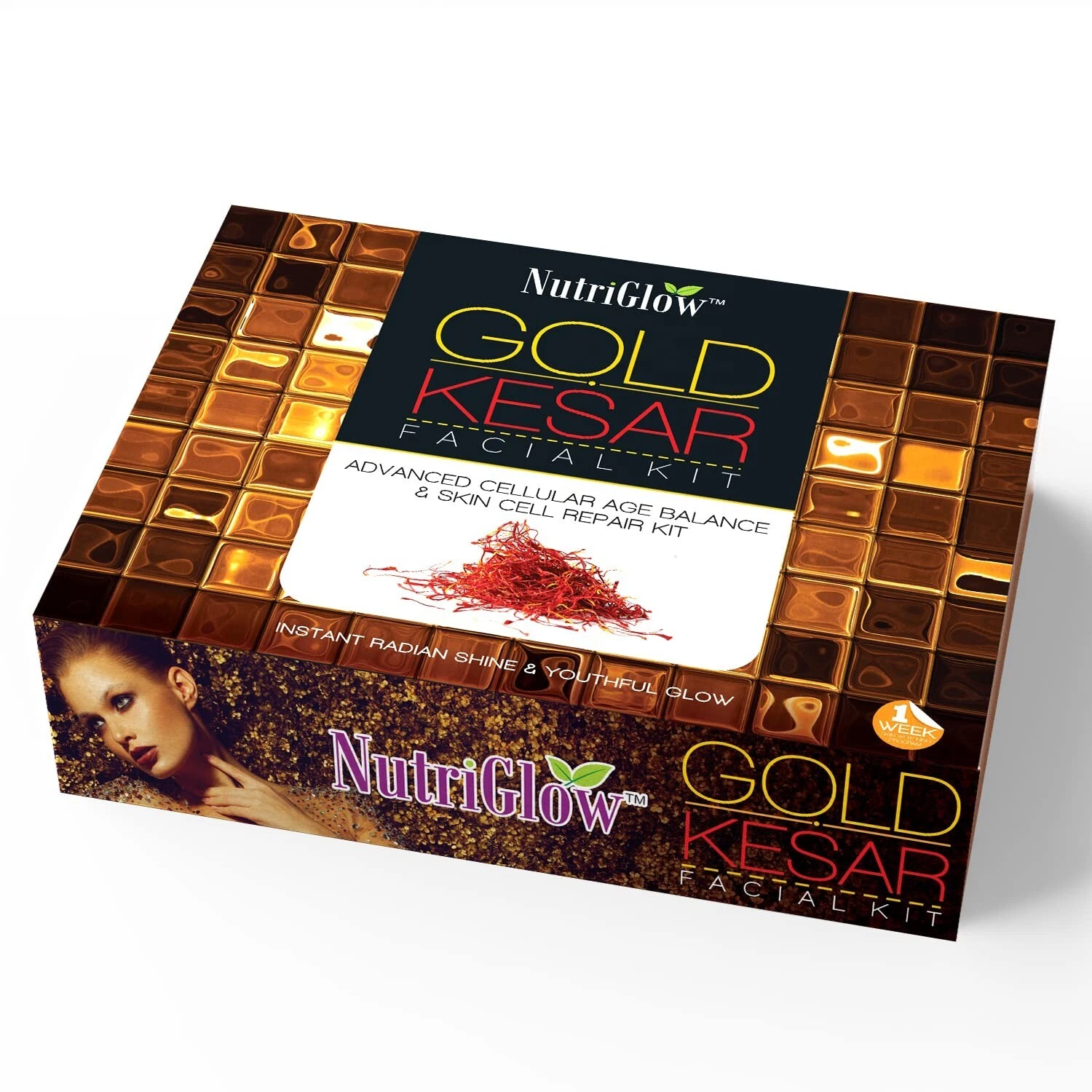 NutriGlow Gold Kesar Facial Kit 6-Pieces Skin Care Set with Deep Cleanser 260gm