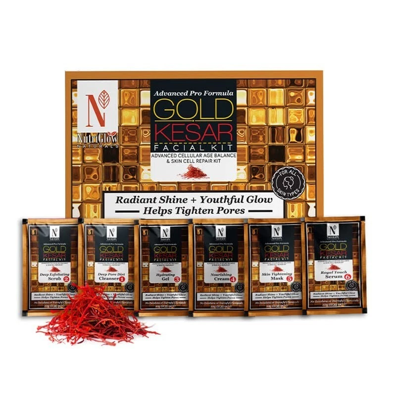 NutriGlow NATURAL'S Advanced Pro Formula Gold Kesar Facial Kit for Glowing 60gm