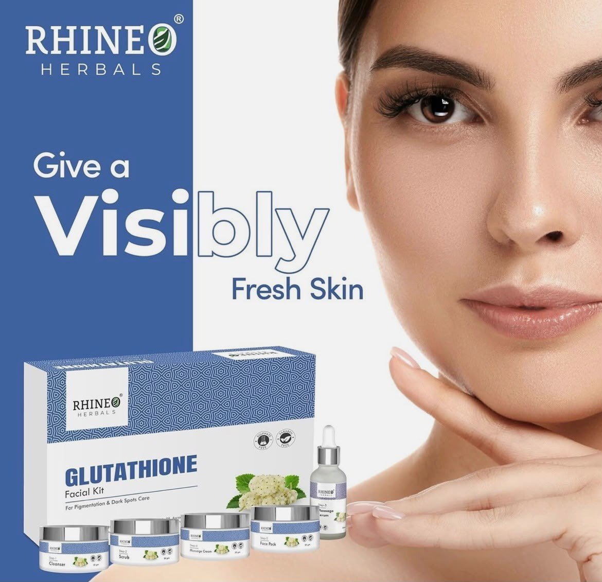 RHINEO HERBALS Glutathione Facial Kit For Glowing Brightening & Blemish Skin thumbnail
