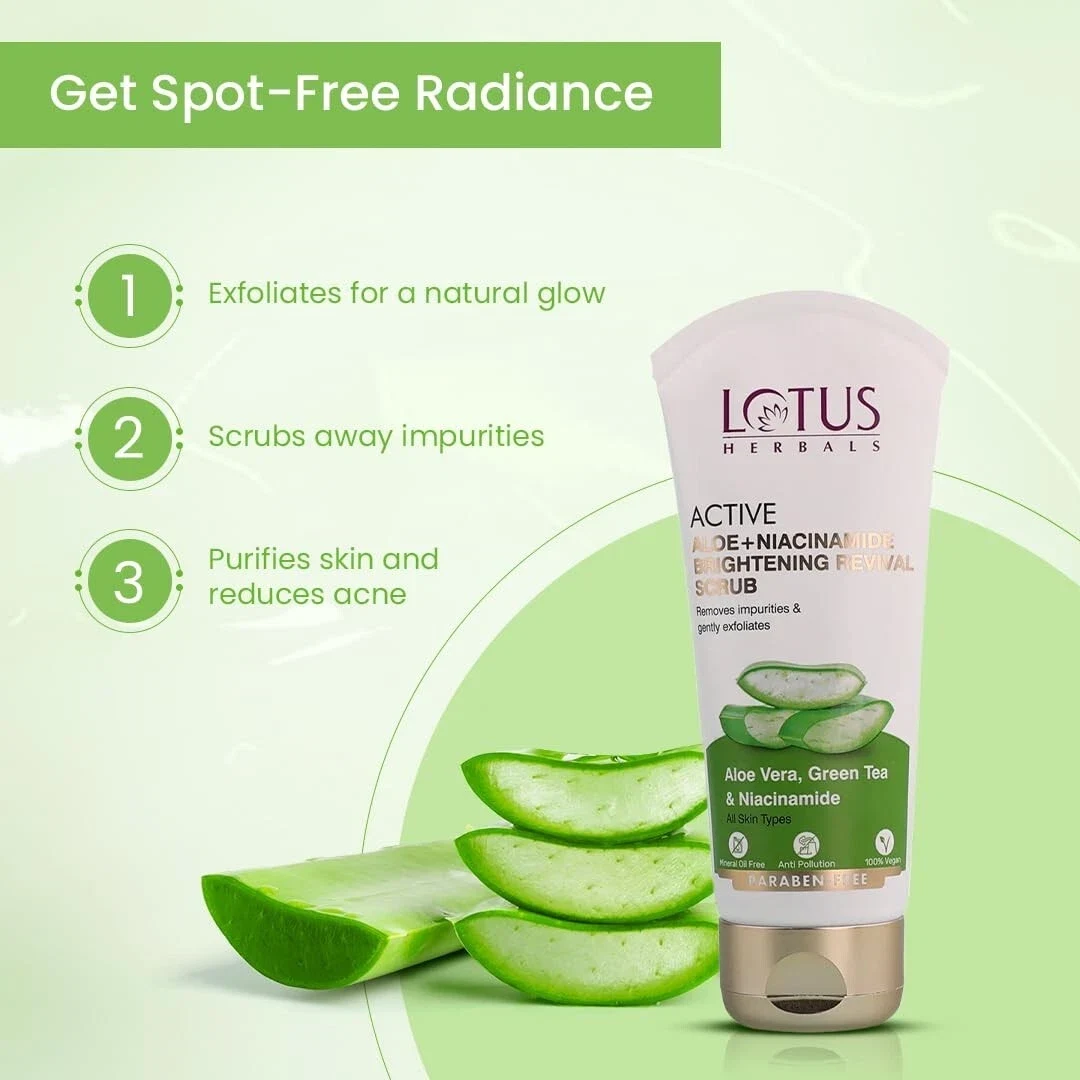 Lotus Herbals Active Aloe + Niacinamide Brightening Revival Scrub| Removes 100gm thumbnail