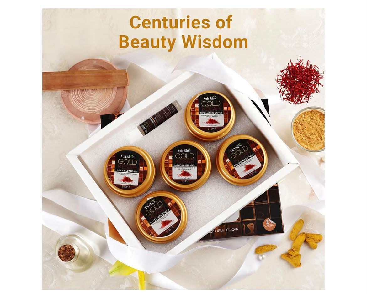 NutriGlow Gold Kesar Facial Kit 6-Pieces Skin Care Set with Deep Cleanser 260gm thumbnail