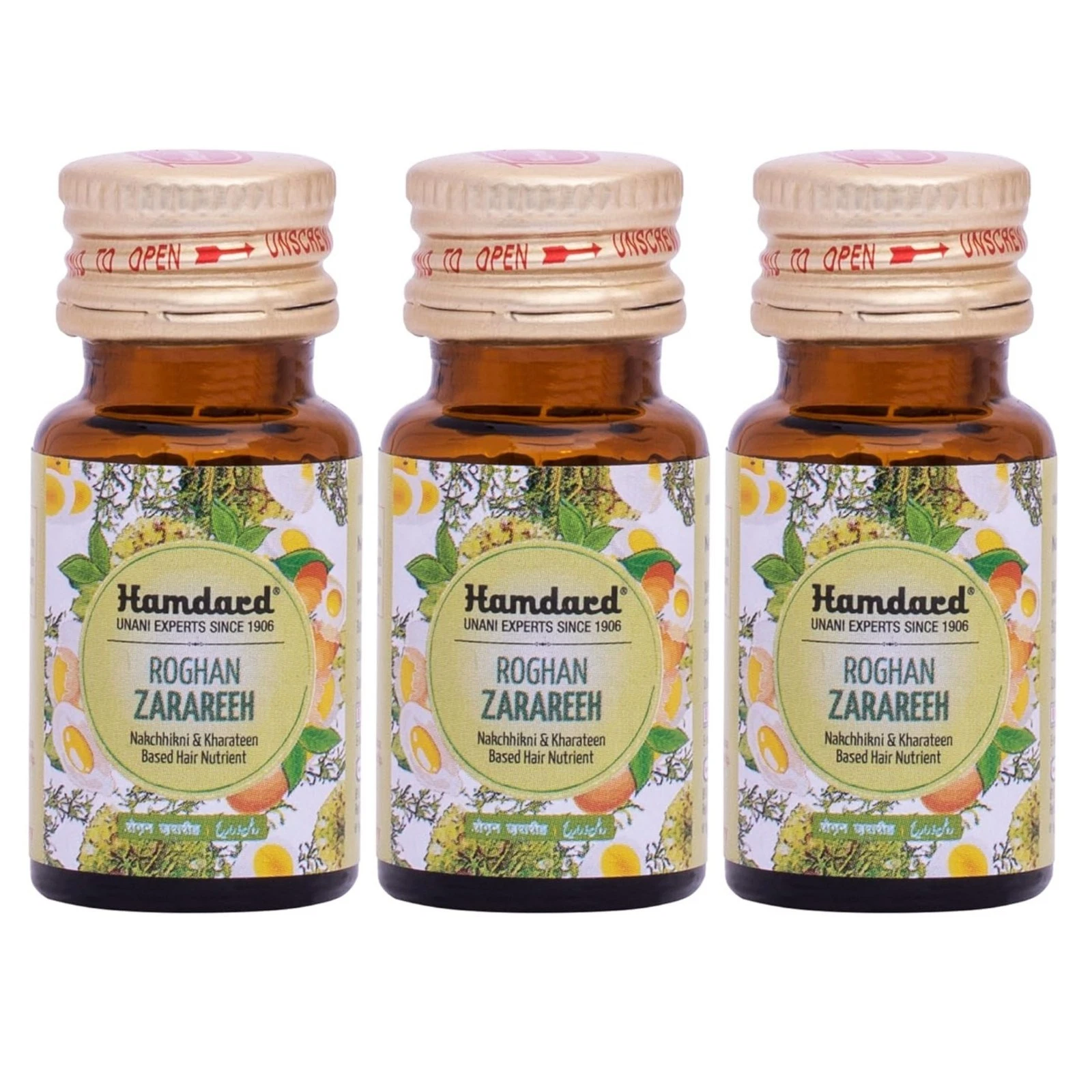 Hamdard Unani Roghan Zarareeh Hair Oil For Hair Care & Nourishment 25ml X 3