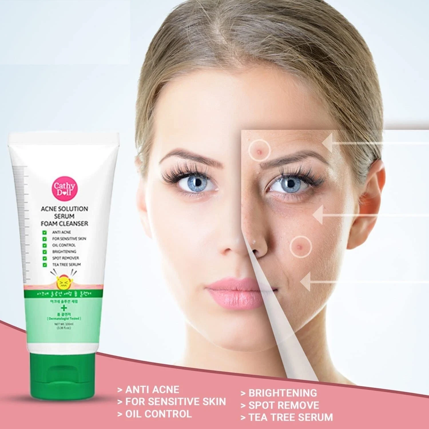 Cathy Doll Acne Solution Serum + Foam Cleanser For Anti Acne & Oil Control 100ml thumbnail