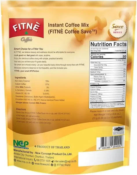 FITNE' Coffee Save Instant Coffee Mix with L-Carnitine 11g.X10 Sachets thumbnail