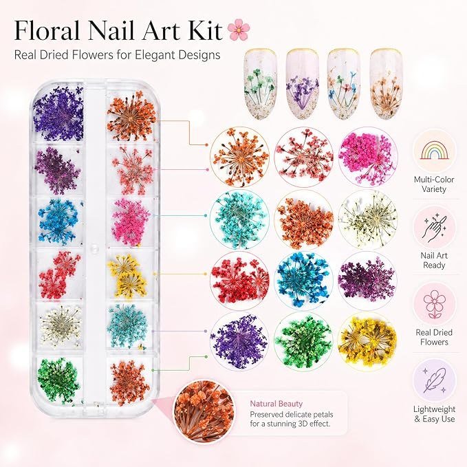 12 Colors Dried Real Flowers for Nail Art ,Resin craft & DIY design thumbnail