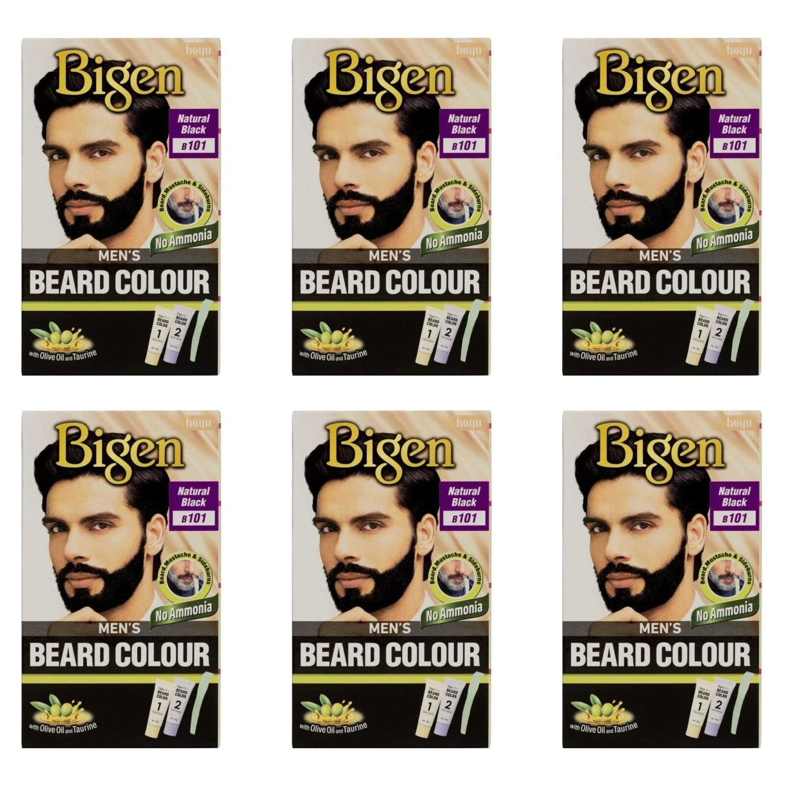 Bigen Mens Beard Colour B101 Natural Black For perfectly covers gray Hairs