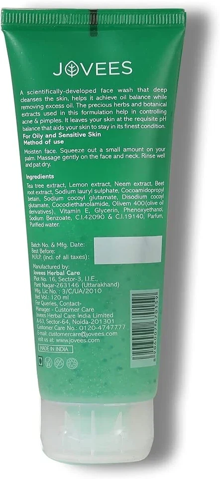 Jovees Tea Tree Face Wash for Oil Control 120ml thumbnail