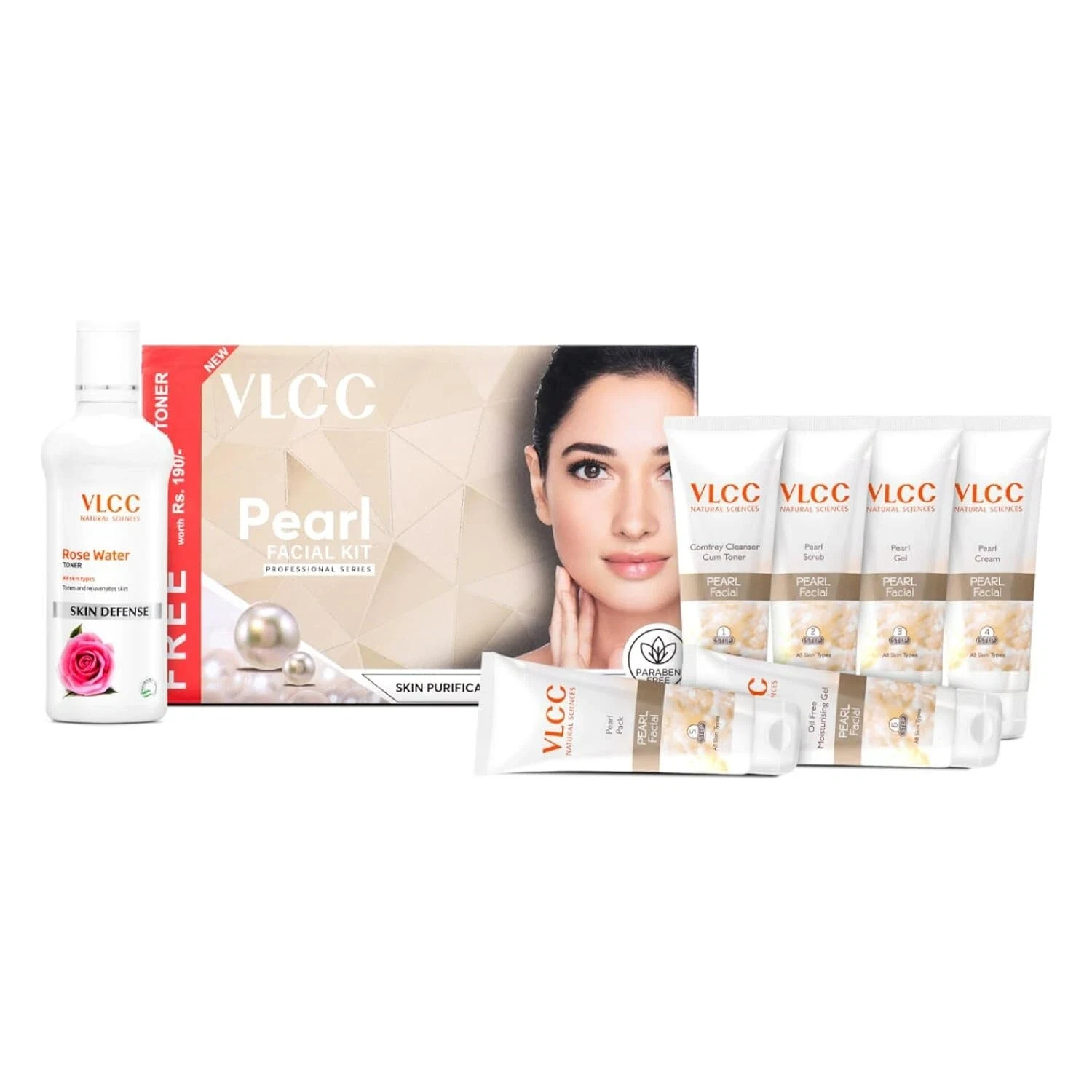 VLCC Pearl Facial Kit + Free Rose Water Toner Liquid 300gm ( Salon Series ) thumbnail
