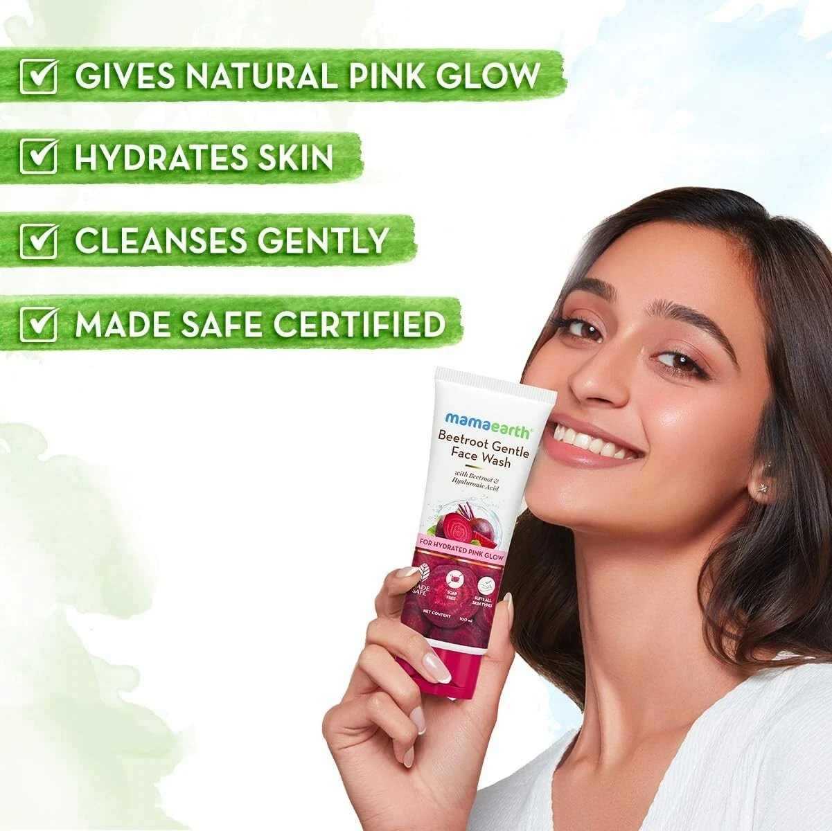 Mamaearth Beetroot Gentle Face Wash & Hyaluronic Acid For Pink Glow 100ml thumbnail