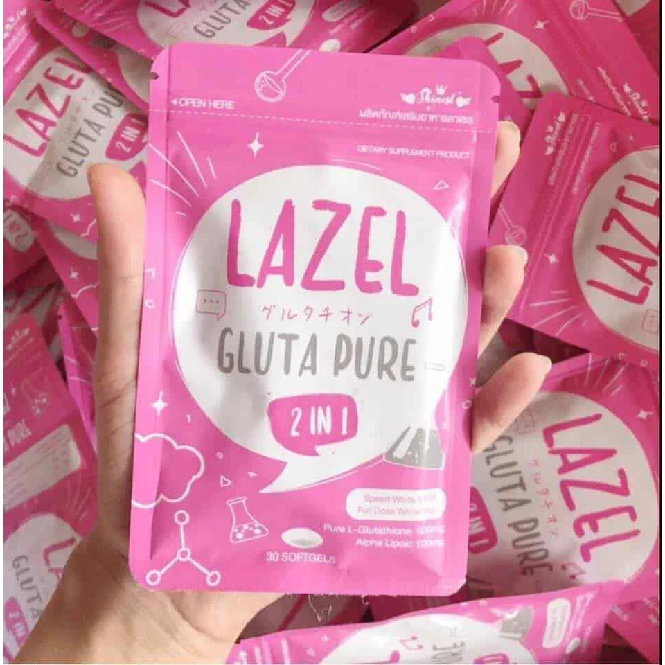 Gluta Lazel Pure Whitening Skin Frozen Collagen Antioxidant Anti Aging 30 Caps